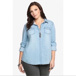 Torrid Long Sleeved Denim Shirt