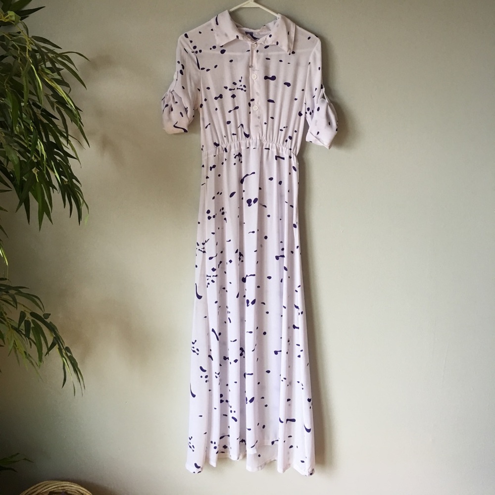 Sheer white and blue maxi dress
