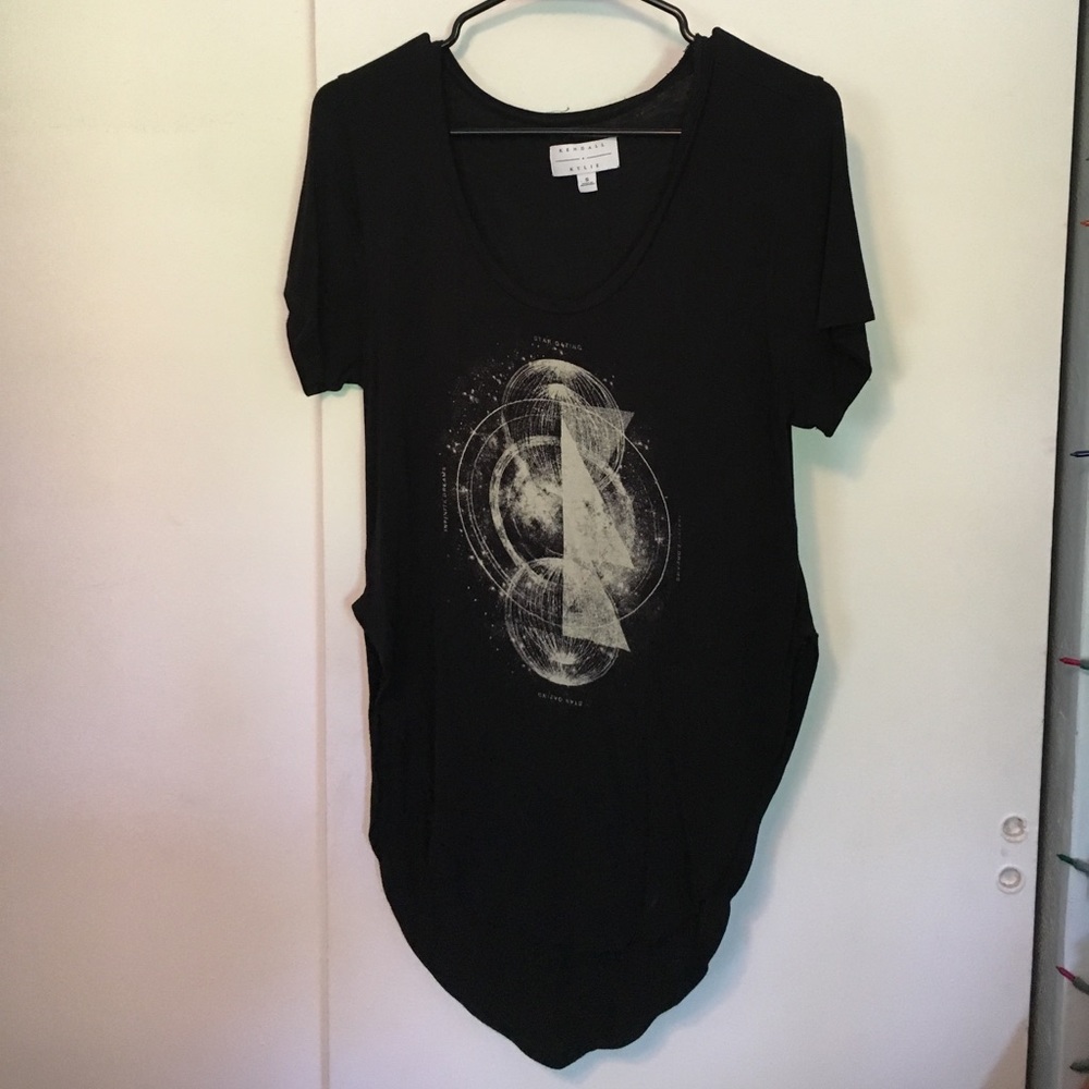 Kendall + Kylie High Low Black Graphic Tee