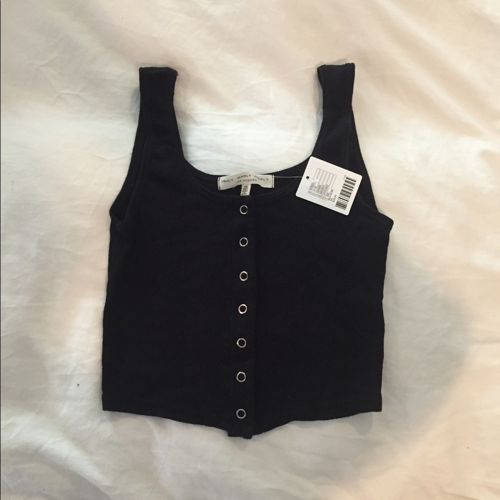 Truly Madly Deeply button crop top. Size XS