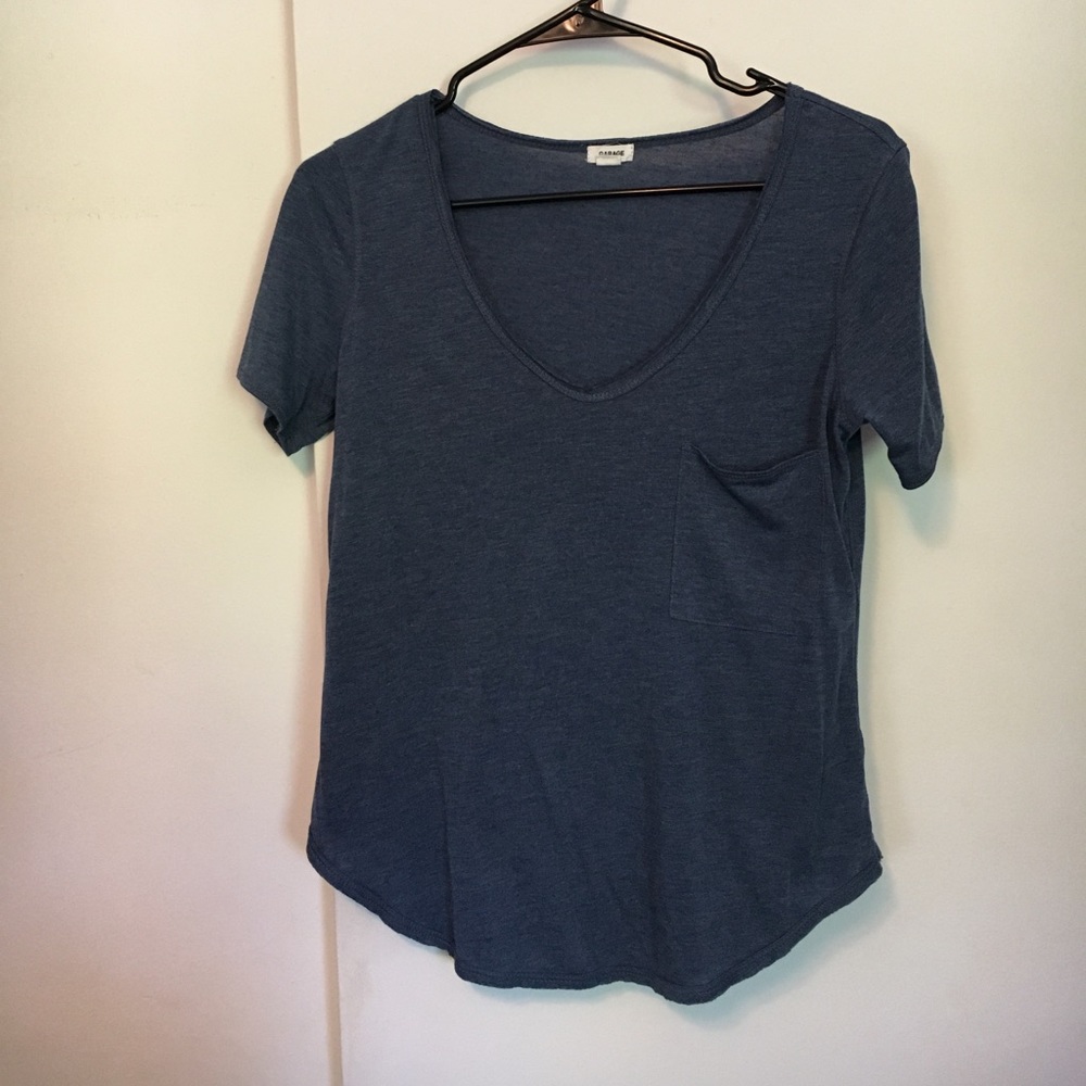 Garage Navy Blue Relaxed Tee With Pocket