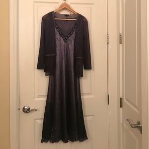 Komarov Beaded A-Line Dress with matching shawl