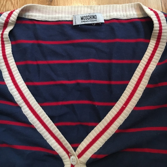 MOSCHINO navy and red striped nautical cardigan - Picture 2 of 6