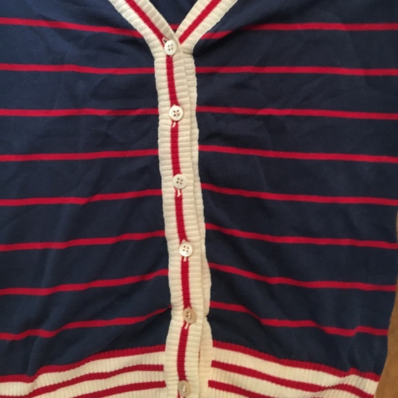 MOSCHINO navy and red striped nautical cardigan - Picture 3 of 6