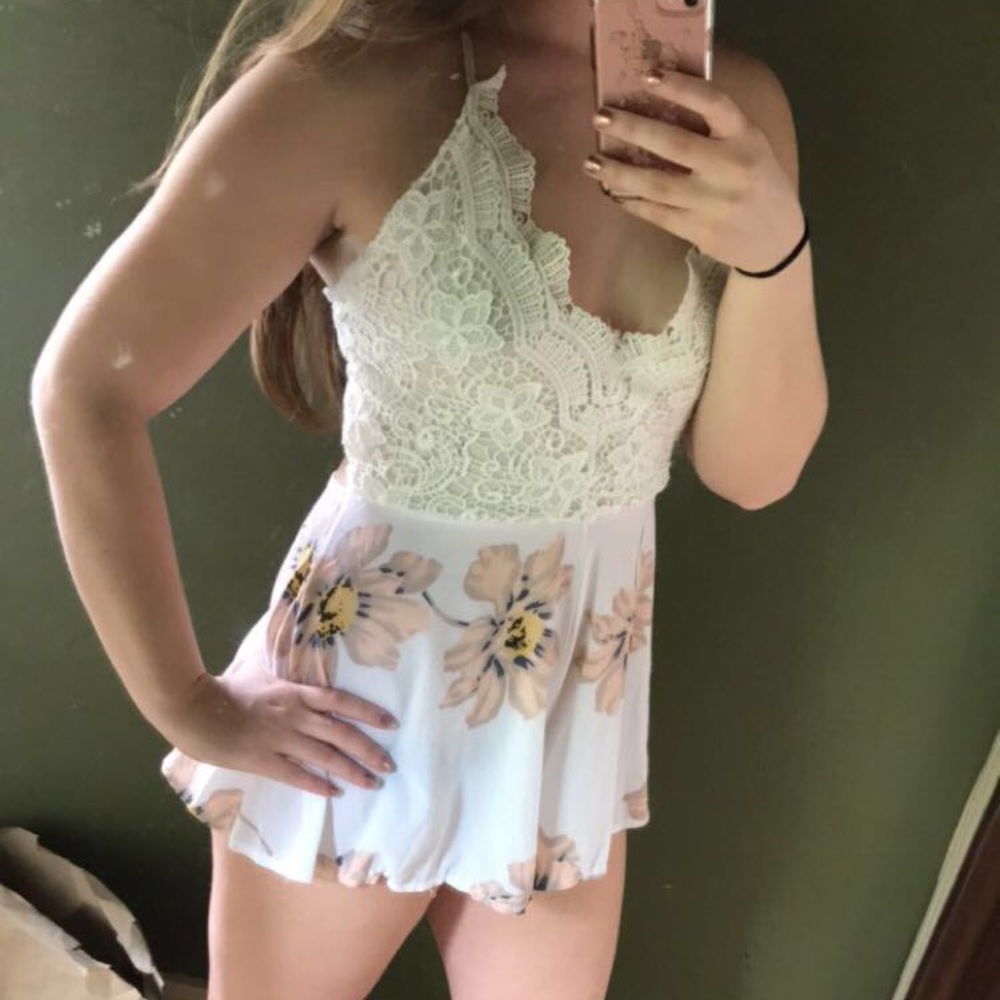 Lace top romper
