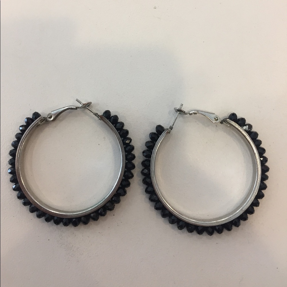 Black beaded hoops