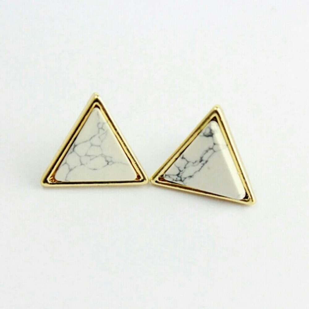 Triangle white stone Gold studs