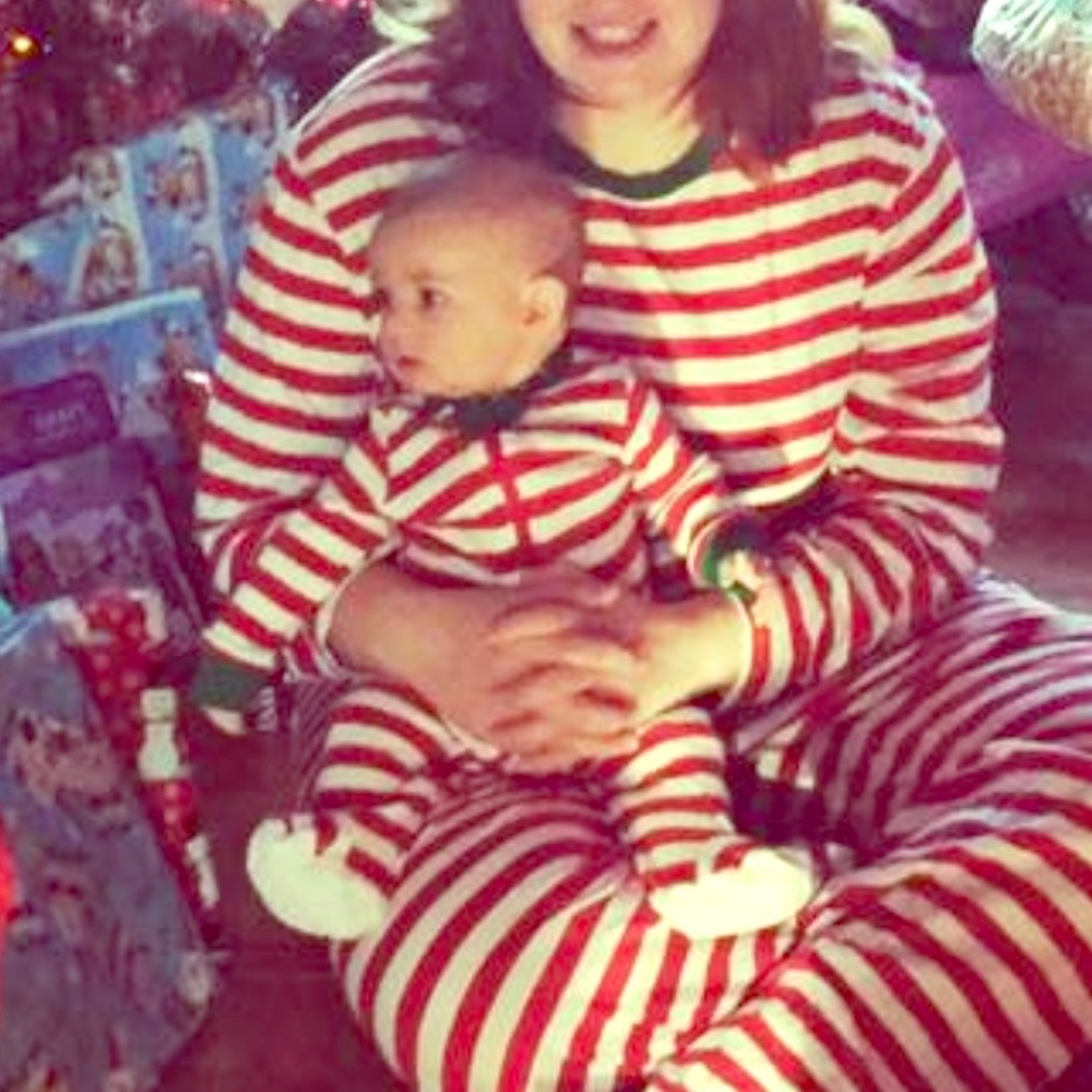 Elf footed pjs with stripes