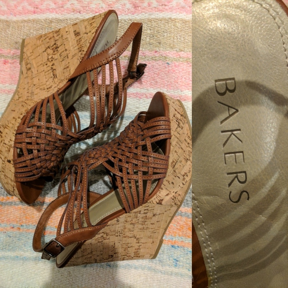 NWOT Bakers Cork Sandal Wedges