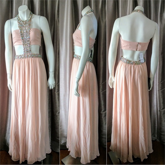 Bebe Pink Jeweled Bandeau Gown - Picture 2 of 3