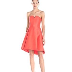 Halston Heritage Silk Faille strapless fit and flare cocktail dress