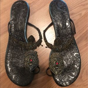 Guiseppi Zanotti jeweled encrusted brown sandals