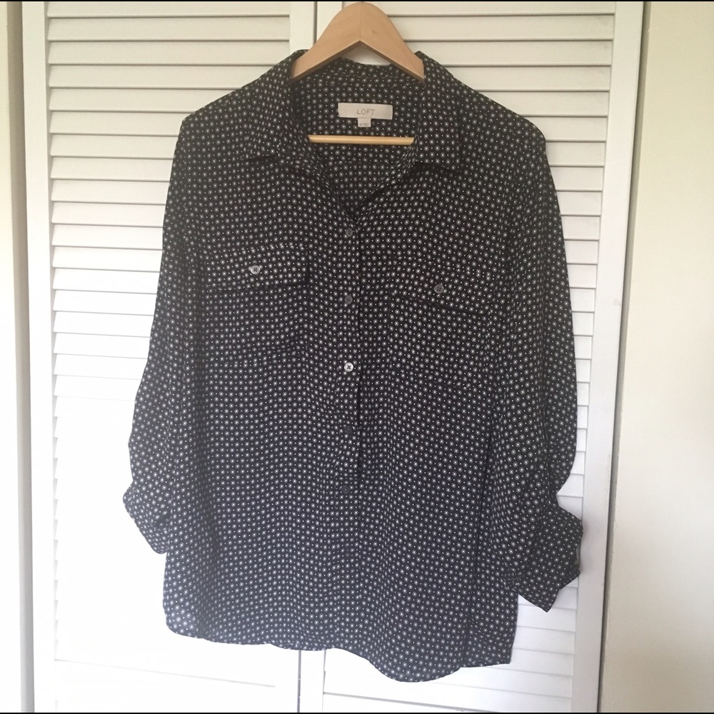 Ann Taylor LOFT classic buttondown black pattern