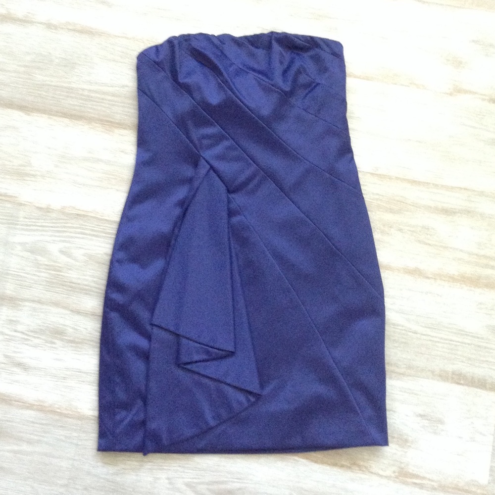 Strapless Navy blue formal dress