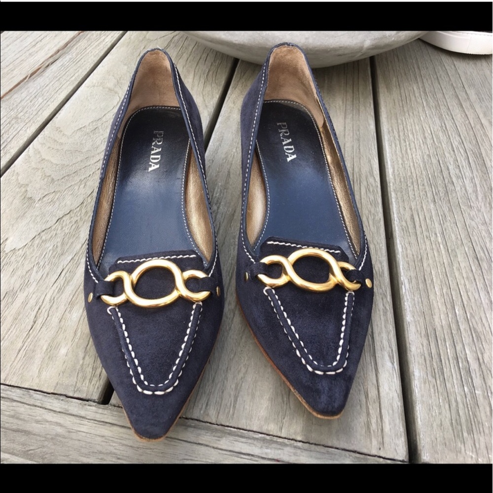 Prada Navy Suede Kitten Heels