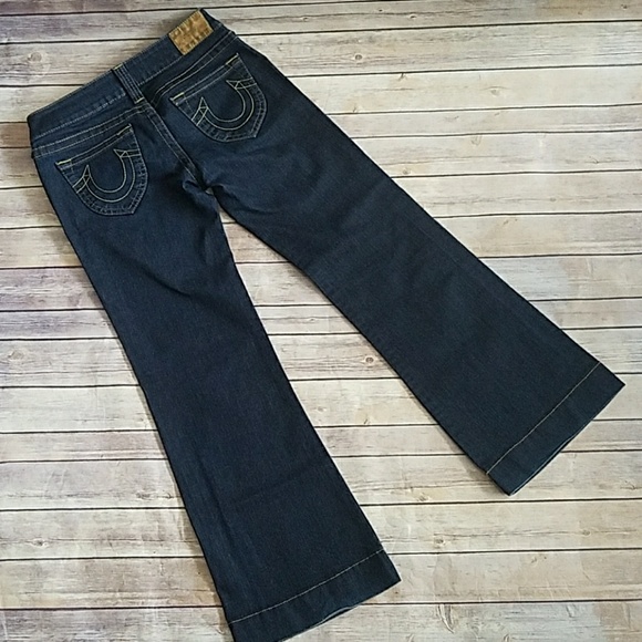 True Religion Flare Wide Leg Dark Wash Denim - Picture 2 of 8