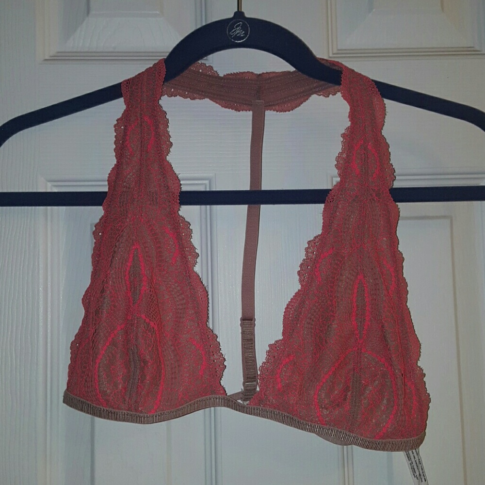 FREE PEOPLE Neon Pink Lace Bralette
