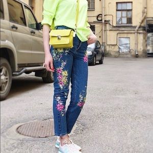 Top shop Embroidered moms jeans