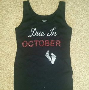 "Due In October" Maternity Tank, black