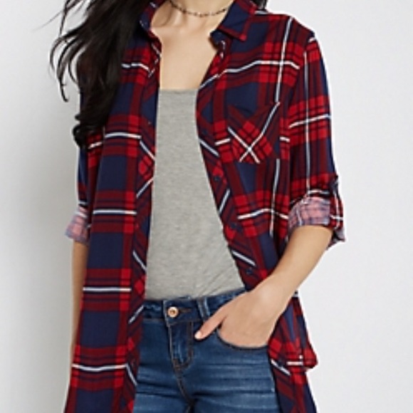 Rue21 Tops - NWT Oversized Plaid Hi-Low Flannel Top