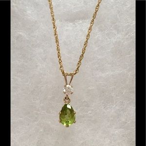 Peridot and cubic zirconia necklace