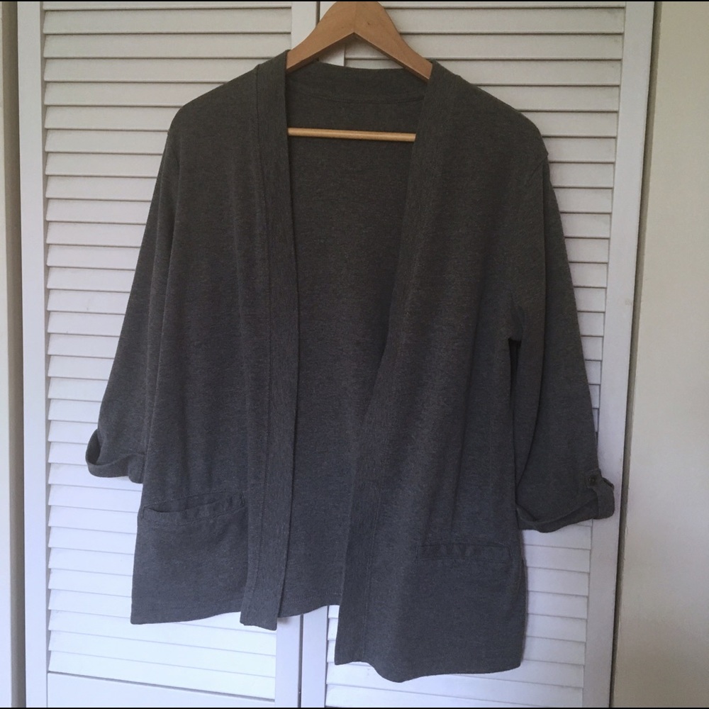 Gray grey open front cardigan Kohls