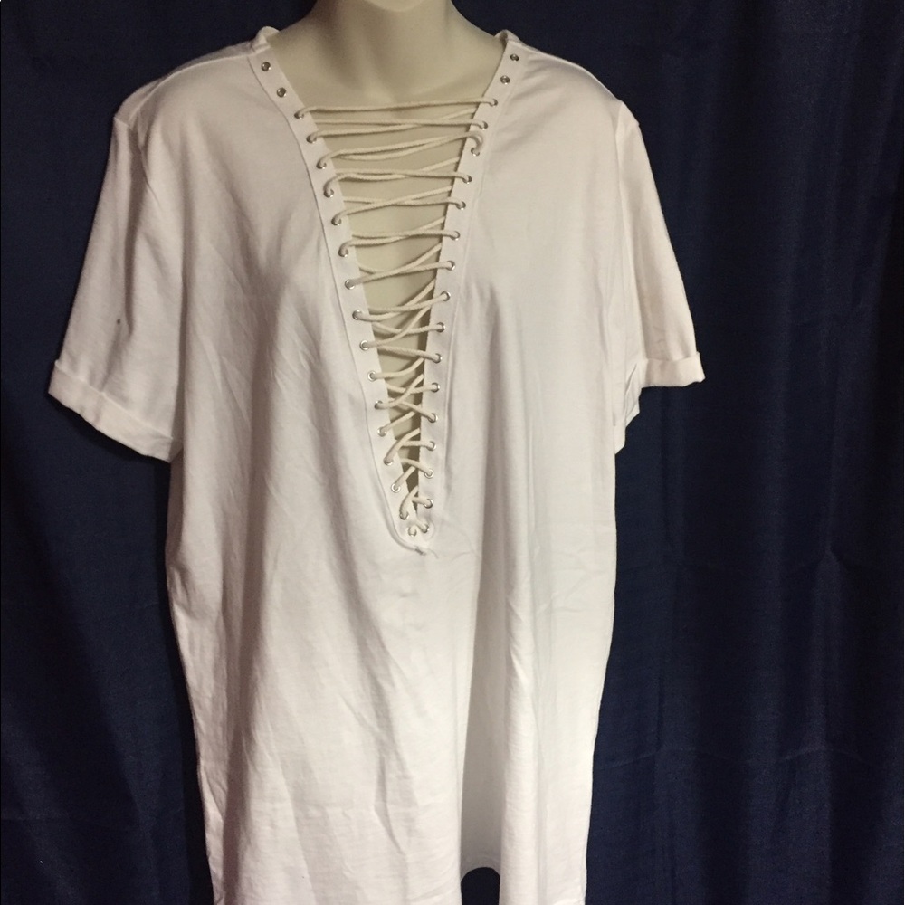 cute criss cross white shirt