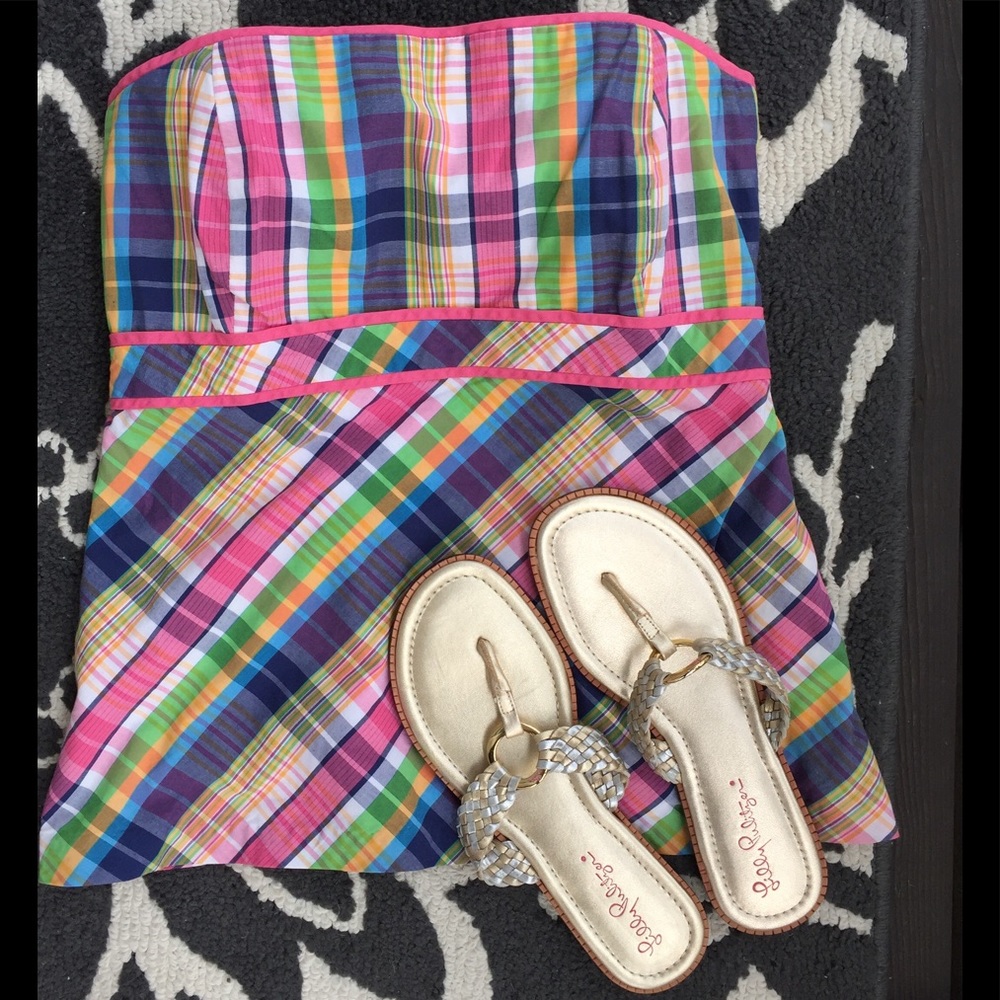 SALE Lilly Size 6 Strapless Top Whitworth Plaid