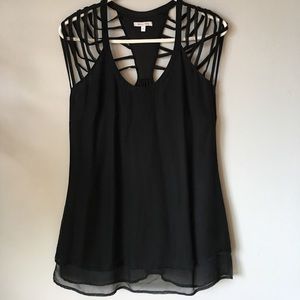 Black chiffon spider web blouse