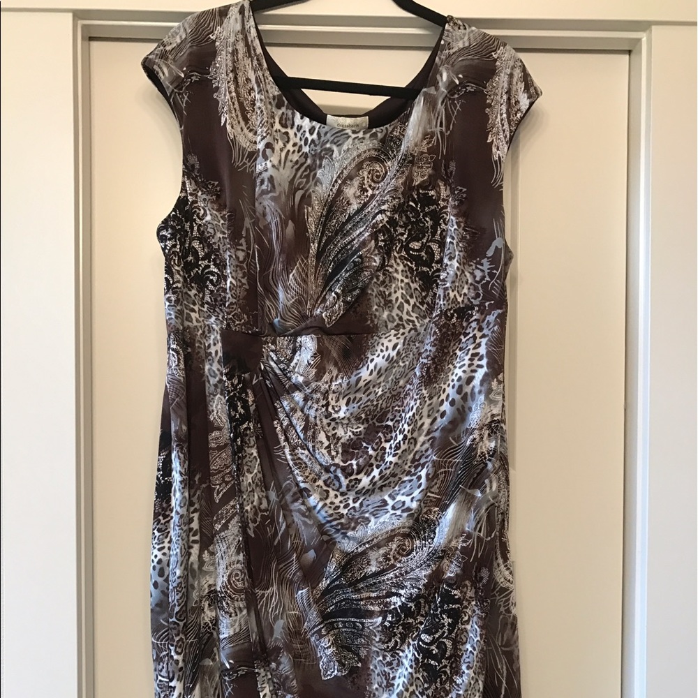 Brown & blue wrapdress look leopard & paisley NWOT