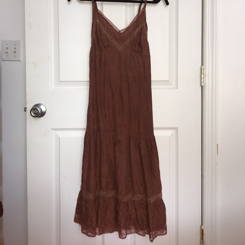 Cocoa brown silk maxi dress
