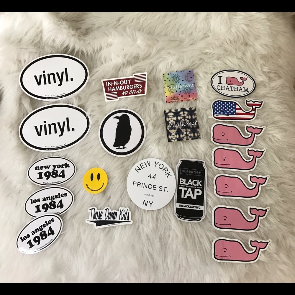 BRANDY MELVILLE STICKERS (ft. VineyardVines, Etc.)
