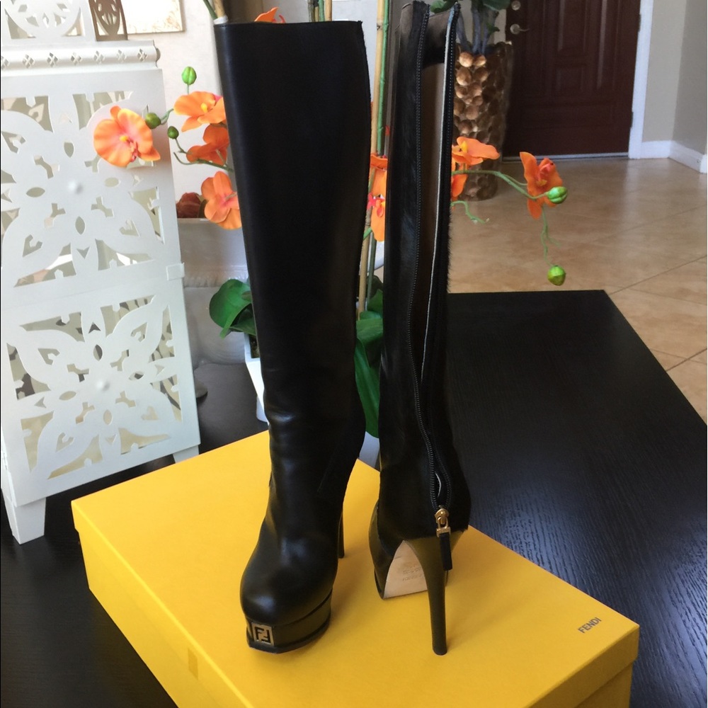 Fendi right below the knee platform boots.