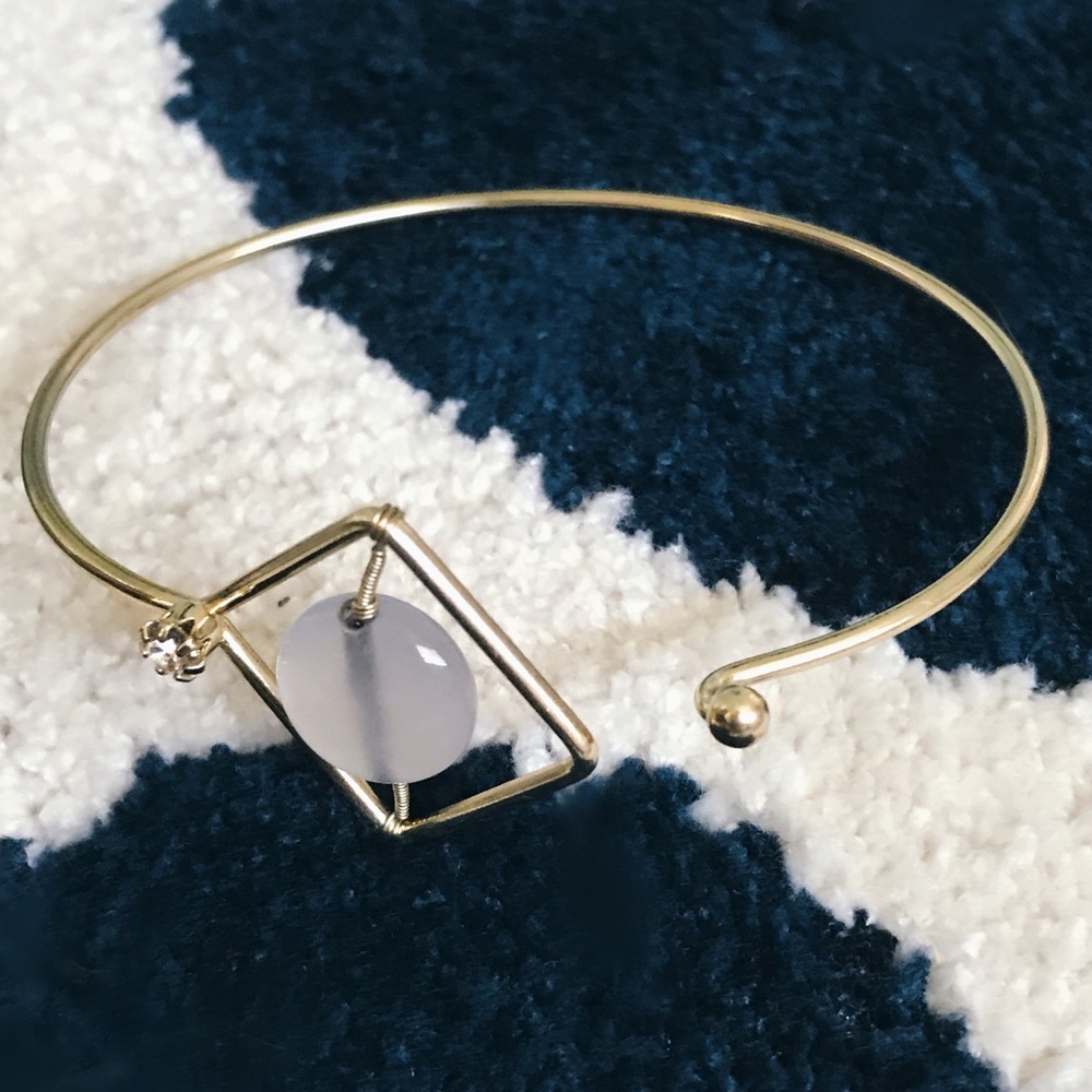 Gray Stone Gold Cutout Hook Bracelet - Picture 5 of 6