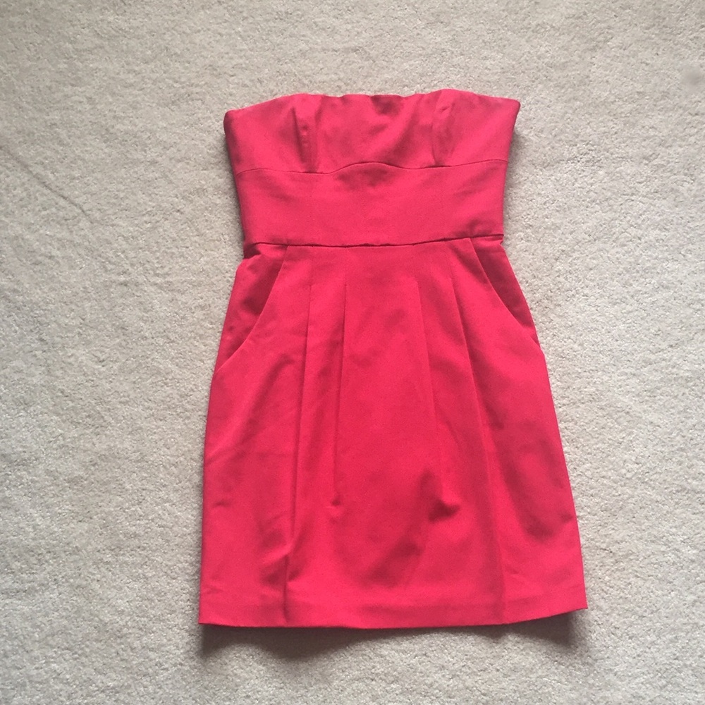 Raspberry strapless dress