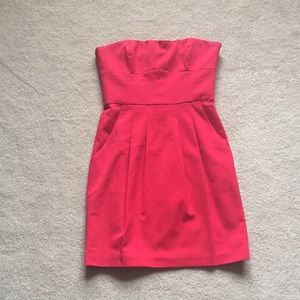 Raspberry strapless dress