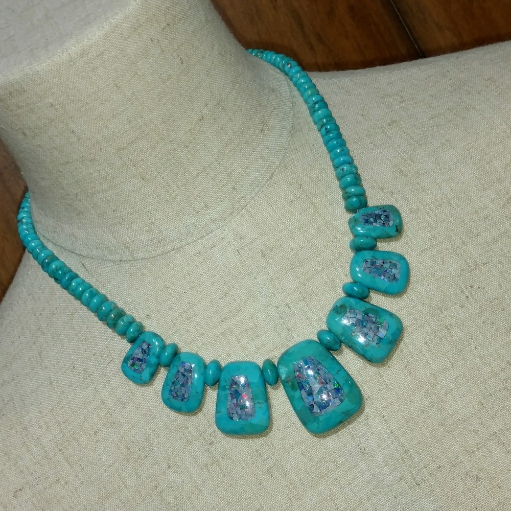 Jay King Turquoise Necklace with Opal Inlay