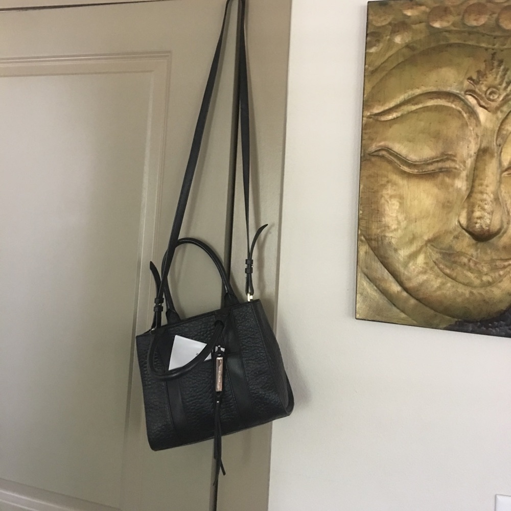 Cole Haan black croc leather cross-body