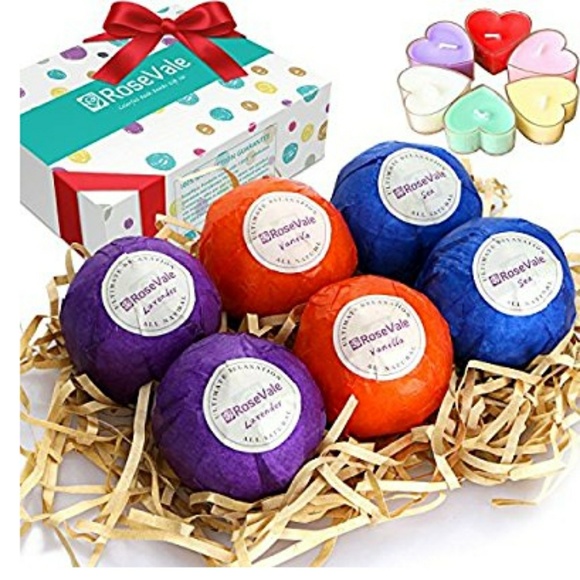 Set of 6 bath bombs & 6 heart tealights handmade - Picture 2 of 3