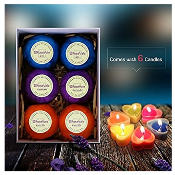 Set of 6 bath bombs & 6 heart tealights handmade - Picture 3 of 3