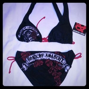 Sons of Anarchy Bikini. Roses/Logo. Sz M
