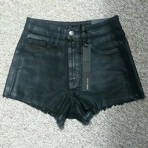 BRAND NEW high-waisted leather shorts