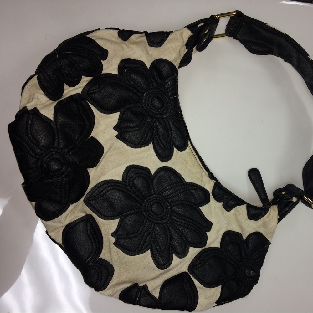 White with black flowers