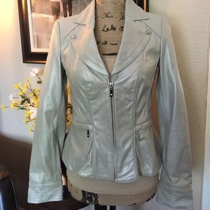Pearlized WHBM leather jacket