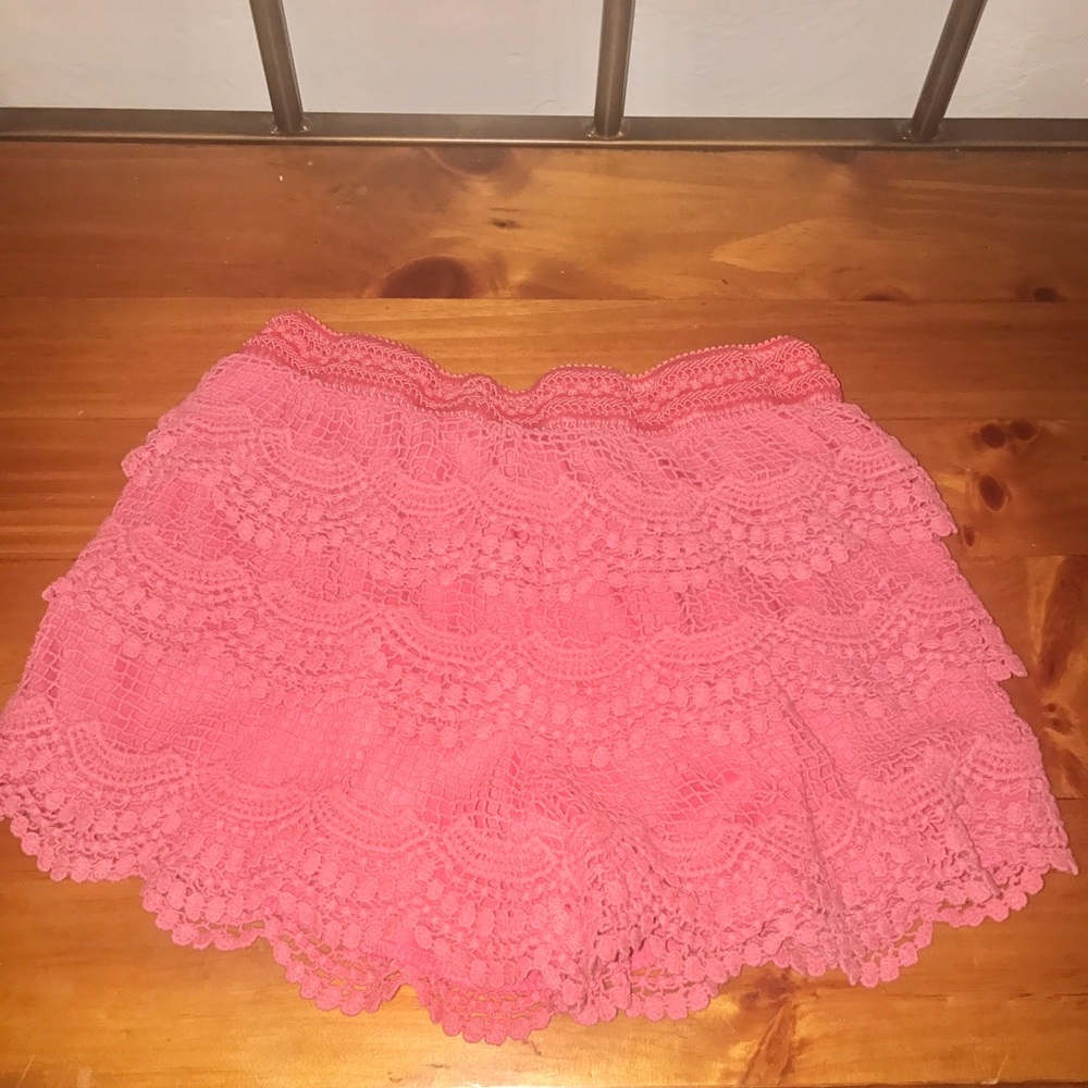 Adorable coral lace shorts.