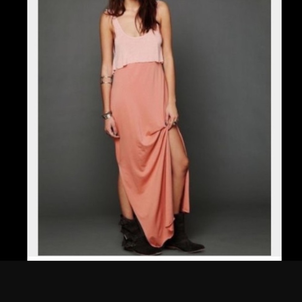 Free People Beach Coral Emma Too Fer Maxi Dress