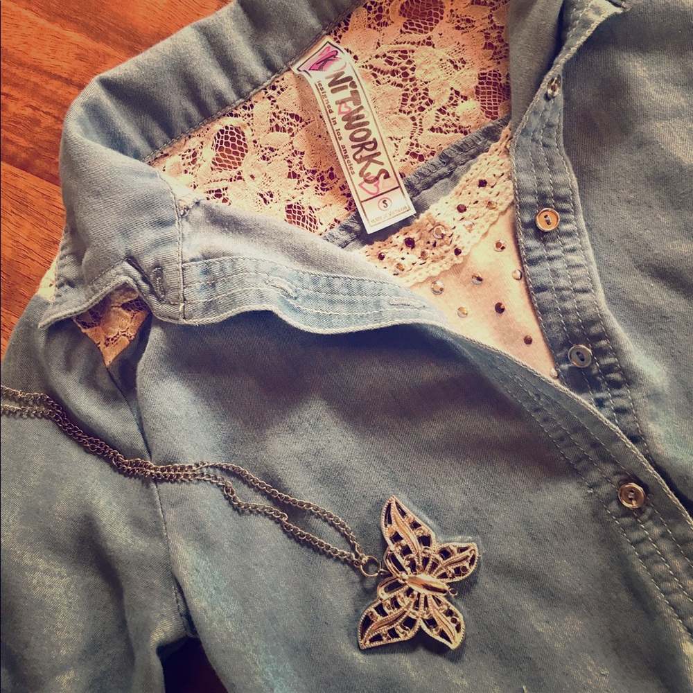🦋 Girl's Layered Jean Shirt