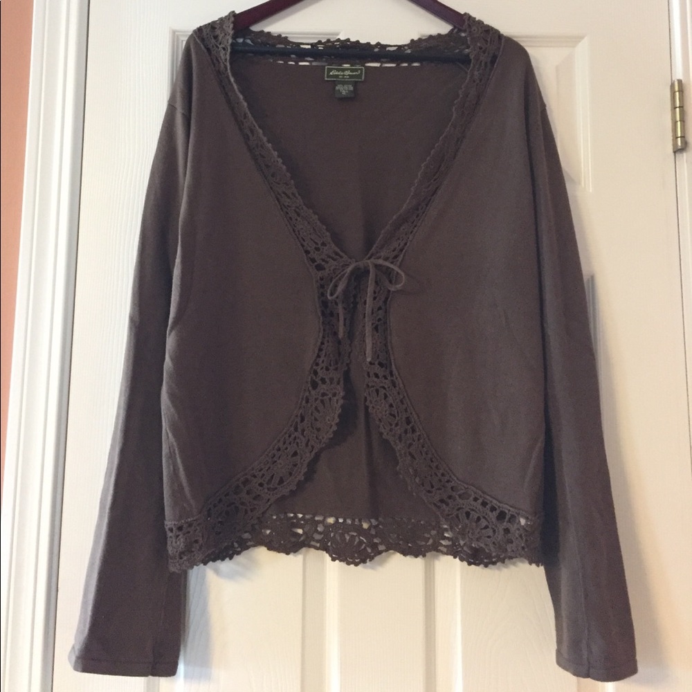 Eddie Bauer Brown Front Tie Top