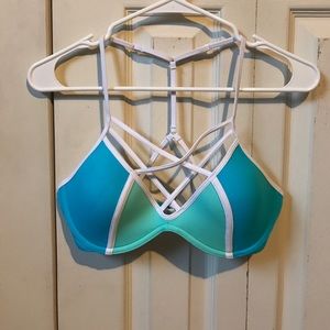 Blue and White Bikini Top