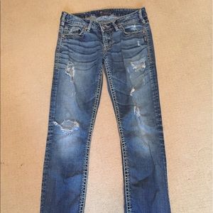 Silver distressed jeans